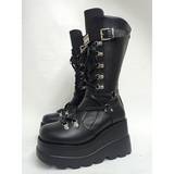 Women's New Gothic Style Platform Boots - Black - 1 - Patent - Boots - 10 B - PU Leather - image 25