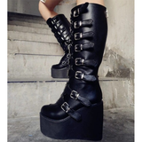 Funki Buys | Boots | Women's High Platform Wedg... - Black - 1 / Matte / Platform Buckle Boots / 43 B / PU Leather - image 18
