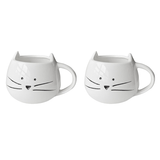 Cute Ceramic Cat Mug Kitten Cup - White - Set of 2 Cat Mugs - 400ml / 13.52oz - Porcelain - image 25