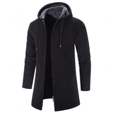 Men's Winter Warm Zip Up Hoodie Jacket - Light Grey - Hooded Jacket - 4XL 90-100kg - Polyester Cotton - image 17
