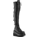 Women's Gothic Over Knee Platform Boots - Black - Boots - 43 B - PU Leather - image 2