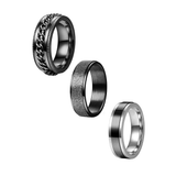 Unisex Titanium Rotating Spinner Rings x 3 - Black - 3 Pcs Spinner Ring Set - Titanium - image 1