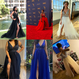 Women's Long Chiffon Tulle Prom Dress - Dark Gray - Dress - 22W - Chiffon/Tulle - image 45