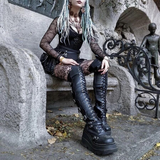 Women's Gothic Over Knee Platform Boots - Black - Boots - 43 B - PU Leather - image 11