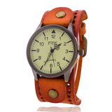 Men's Women's Steampunk Wide Strap - Orange - Steampunk Watch - 9.65" - Stainless Steel / Leather - image 15