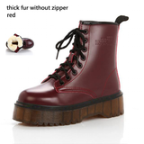 Women's Men's Winter Fur Lined Boots - Red - 1 / Fur Boots - 41 B - PU Leather - image 4