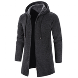 Men's Winter Warm Zip Up Hoodie Jacket - Light Grey - Hooded Jacket - 4XL 90-100kg - Polyester Cotton - image 20