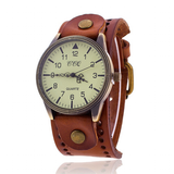 Men's Women's Steampunk Wide Strap - Light Brown - Steampunk Watch - 9.65" - Stainless Steel / Leather - image 14