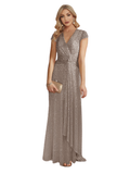 Women's Elegant Long Sequin Dress - Burgundy - Evening Dress - 22 - Polyester Sequin - image 27