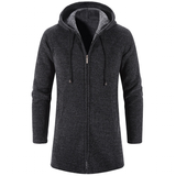 Men's Winter Warm Zip Up Hoodie Jacket - Light Grey - Hooded Jacket - 4XL 90-100kg - Polyester Cotton - image 5