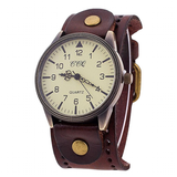 Men's Women's Steampunk Wide Strap - Black - Steampunk Watch - 9.65" - Stainless Steel / Leather - image 3