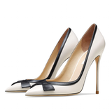 Women's Faux Leather Bow Knot Stilettos - Apricot - 1 / Suede / 12cm - 45 B - PU Leather - image 26