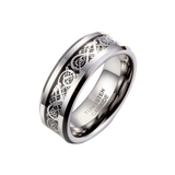 Unisex Celtic Tungsten Wedding Ring - Silver - Unisex Wedding Band - 16 - Tungsten - image 1
