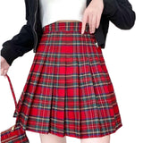 Women's High Waist Punk Pleated Skirt - Red - Plaid Short Skirt - 4XL - Polyester - image 19