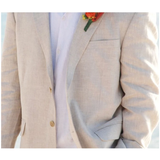Men's 2 Pcs Linen Beach Wedding Suit - Beige - Beach Wedding Suit - Custom - Linen - image 2