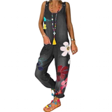 Women's Boho Denim Flower Print Romper - Black - Jumpsuit - 5XL - Polyester Denim - image 4