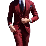 Men's 3 Pcs Slim Fit Formal Wedding Suits - Red - 3 Pcs Slim Fit Suit - 6XL - Polyester - image 1
