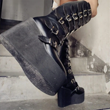 Funki Buys | Boots | Women's High Platform Wedg... - Black - 1 / Matte / Platform Buckle Boots / 43 B / PU Leather - image 27