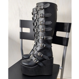 Funki Buys | Boots | Women's High Platform Wedg... - Black - 1 / Matte / Platform Buckle Boots / 43 B / PU Leather - image 26