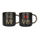 Mr and Mrs Coffee Mugs Bridal Gift-Set - White/Black - Mr and Mrs 2 Cup Set - 400ml - Ceramic - image 13