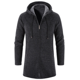Men's Winter Warm Zip Up Hoodie Jacket - Light Grey - Hooded Jacket - 4XL 90-100kg - Polyester Cotton - image 21