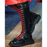 Women's White Knee High Lace Up Boots - White - Knee High Boots - 43 B - Pigskin Leather - image 39