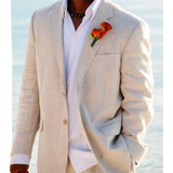 Men's 2 Pcs Linen Beach Wedding Suit - Beige - Beach Wedding Suit - Custom - Linen - image 3