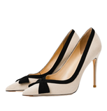Women's Faux Leather Bow Knot Stilettos - Apricot - 1 / Suede / 12cm - 45 B - PU Leather - image 17