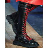 Women's White Knee High Lace Up Boots - White - Knee High Boots - 43 B - Pigskin Leather - image 37
