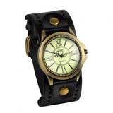 Men's Steampunk Goth Style Wide Watch - Black - Retro Watch - M - Alloy/Leather - image 1