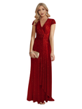 Women's Elegant Long Sequin Dress - Burgundy - Evening Dress - 22 - Polyester Sequin - image 18
