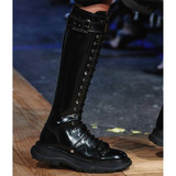 Women's White Knee High Lace Up Boots - White - Knee High Boots - 43 B - Pigskin Leather - image 40
