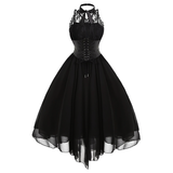 Women's Gothic Punk Lace Party Dress - Black - Dress - 5XL - Lace + Polysester - image 1