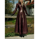 Women's Faux Leather Long Jackets - Black - Long Leather Jacket - 5XL - PU Leather - image 20