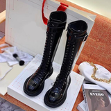 Women's White Knee High Lace Up Boots - White - Knee High Boots - 43 B - Pigskin Leather - image 23