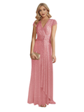 Women's Elegant Long Sequin Dress - Burgundy - Evening Dress - 22 - Polyester Sequin - image 36