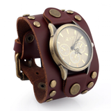 Men's Women's Wide Band Punk Watch - Dark Brown - Punk Watch - 10.23" - Alloy / Leather - image 1