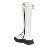 Women's White Knee High Lace Up Boots - White - Knee High Boots - 43 B - Pigskin Leather - image 2