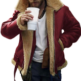Men's Faux Leather Fur Lined Jacket - Burgundy - Motorcycle Jacket - 5XL - PU Leather - image 5