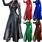 Women's Faux Leather Long Jackets - Black - Long Leather Jacket - 5XL - PU Leather - image 39