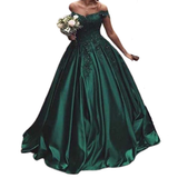 Women's Elegant Long Satin Ball Gown - Blue - Elegant Evening Gown - 28W - Satin - image 1