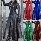 Women's Faux Leather Long Jackets - Black - Long Leather Jacket - 5XL - PU Leather - image 28