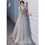 Women's Long Chiffon Tulle Prom Dress - Dark Gray - Dress - 22W - Chiffon/Tulle - image 29