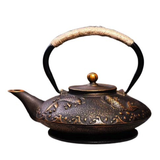 Cherry Blossoms Cast Iron Tea Kettle - Brown - 2 / Fish Gold / Teapot - Medium - Cast Iron - image 23