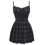 Women's Gothic Plaid Pleated Dress - Black - Dress - XXXL - Polyester - image 15