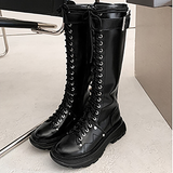Women's White Knee High Lace Up Boots - White - Knee High Boots - 43 B - Pigskin Leather - image 26