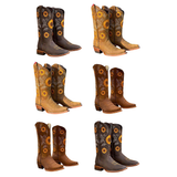 Women's Embroidered Flower Cowboy Boot - Brown - Coffee Brown / Flower Cowboy Boots - 42 B - PU Leather - image 9