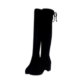 Women's Thigh Tie Block Heel Boots - Black - 1 - 3cm - No Plush Boots - 42 B - PU Leather - image 48