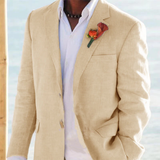Men's 2 Pcs Linen Beach Wedding Suit - Beige - Beach Wedding Suit - Custom - Linen - image 12