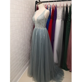 Women's Long Chiffon Tulle Prom Dress - Dark Gray - Dress - 22W - Chiffon/Tulle - image 16